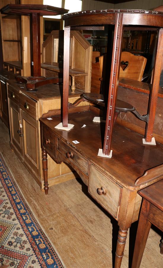 Regency mahogany dressing table (damaged) ,chiffonier, oval topped occ table & topped wine table